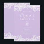 Convites Lavanda e Lace Branco Festa 16 Elegante Sweet<br><div class="desc">Personalizar para qualquer evento</div>