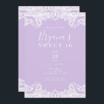 Convites Lavanda e Lace Branco Festa 16 Elegante Sweet<br><div class="desc">Personalizar para qualquer evento</div>