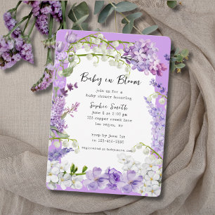 Convites Lavanda e Lilac Boho Baby In BloChá de fraldas