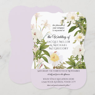 Convites Lavanda e Rosa de Marfim Casamento Foliar Foliar