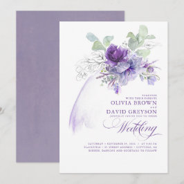 Convites Lavanda e Silver Elegante Modern Boho Weding