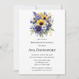Convites Lavanda e Sunflower Bridesmaid Luncheon