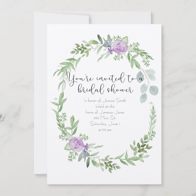 Convites lavanda e verde-chá de panela (Frente)