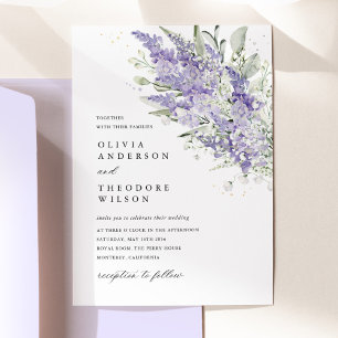 Convites Lavanda e Verde Salvia Casamento Floral em Aquarel