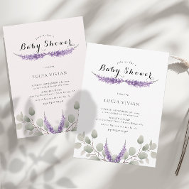 Convites Lavanda Elegante Chá de fraldas Greeny Eucalyptus