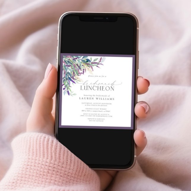 Convites Lavanda Elegante Floral Aquarela Bridal (Criador carregado)