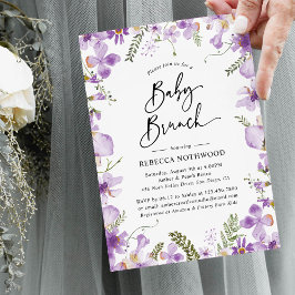 Convites Lavanda elegante Lilac Florals Baby Brunch