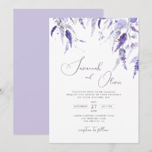 Convites Lavanda Elegante Púrpura Floral LilacCasamento