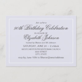 Convites Lavanda Elegante Simples e Aniversário Branco