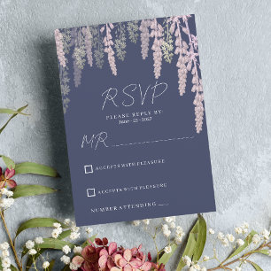 Convites Lavanda escura, cor-de-rosa, elegante, RSVP floral