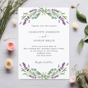 Convites Lavanda eucalipto verde noite casamento