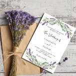 Convites Lavanda eucalipto verde violeta<br><div class="desc">Um fundo branco decorado com flores lavandas e verde de eucalipto. Personalize e seus nomes e detalhes. Fundo: lavanda,  fundo colorido violeta.</div>