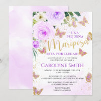 Lavanda Floral Borboleta Chá de fraldas Convidar M