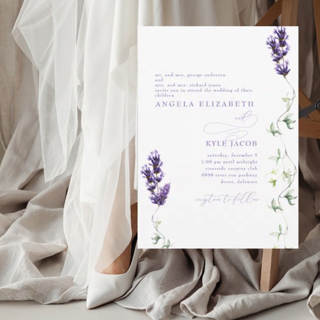 Convites Lavanda Floral Casamento de Ambos os Pais (Criador carregado)