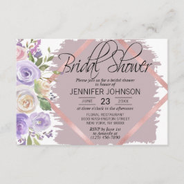 Convites Lavanda Floral de Aquarela Chá de panela Roxo