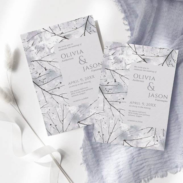 Convites Lavanda Floral de Cinza (Criador carregado)