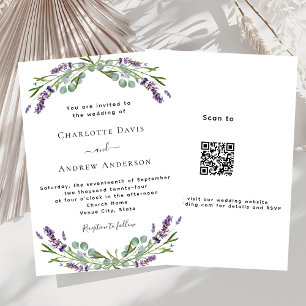 Convites Lavanda floral formal QR Detalhes do casamento de