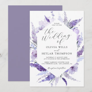 Convites Lavanda Floral Lilac Botânica Casamento
