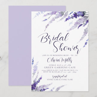Convites Lavanda Floral Lilac Chá de panela Botânico