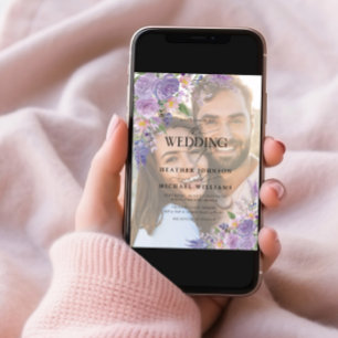 Convites Lavanda Floral Lilac Vellum Overlay Casamento Foto