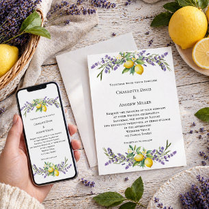 Convites Lavanda floral limões casamento 