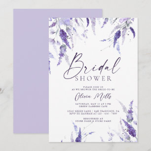 Convites Lavanda Floral Mauve Dusty Chá de panela Roxo