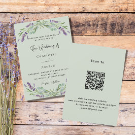 Convites Lavanda floral, sábio verde QR luxury casamento