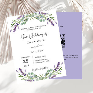 Convites Lavanda floral verde código QR casamento RSVP