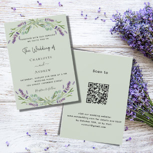 Convites Lavanda floral verde sábio verde casamento QR