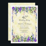 Convites Lavanda Floral Yellow aniversário de 40 anos<br><div class="desc">lavanda de água floral bonito e feminina no convite de festas de aniversário de 40 anos amarelo feminino. Entre em contato comigo para obter assistência com suas personalizações ou para solicitar outros produtos Zazzle correspondentes ou coordenadores para o seu partido.</div>