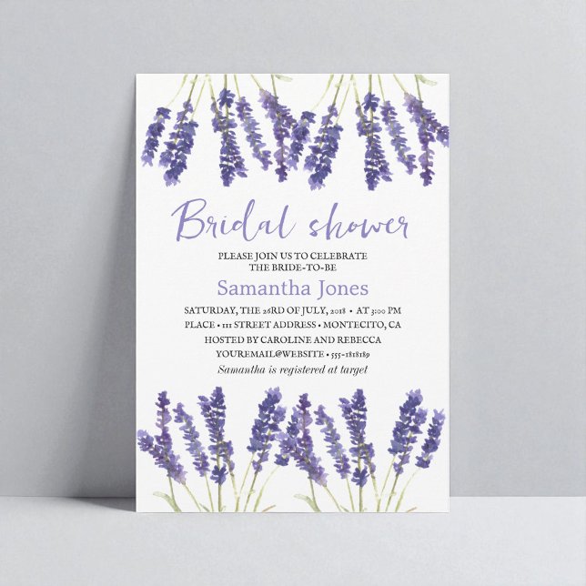 Convites Lavanda Flores de Aquarela Chá de panela Roxo (Criador carregado)