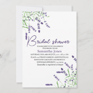 Convites Lavanda Flores de Aquarela Chá de panela Roxo