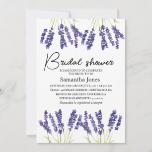 Convites Lavanda Flores de Aquarela Chá de panela Roxo
