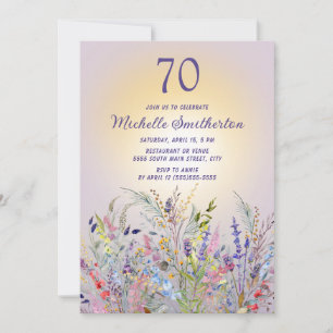 Convites Lavanda Flores Silvestres Aniversário de 70 Anos p