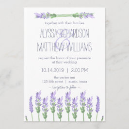 Convites Lavanda Francesa de Aquarela no Casamento Branco