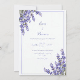 Convites Lavanda Francesa Roxa Moldura Rústica Minimalista