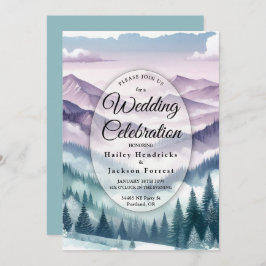 Convites Lavanda Frost no Casamento de Névoa Alpina