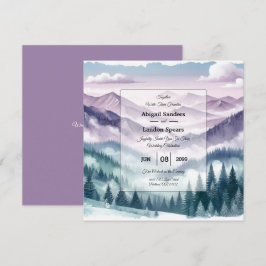 Convites Lavanda Frost no Casamento de Névoa Alpina