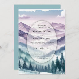 Convites Lavanda Frost no Casamento de Névoa Alpina