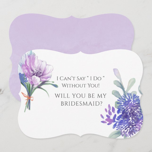 Convites Lavanda Hydrangeas Você Vai Ser Minha Porta-Cabra (Frente/Verso)