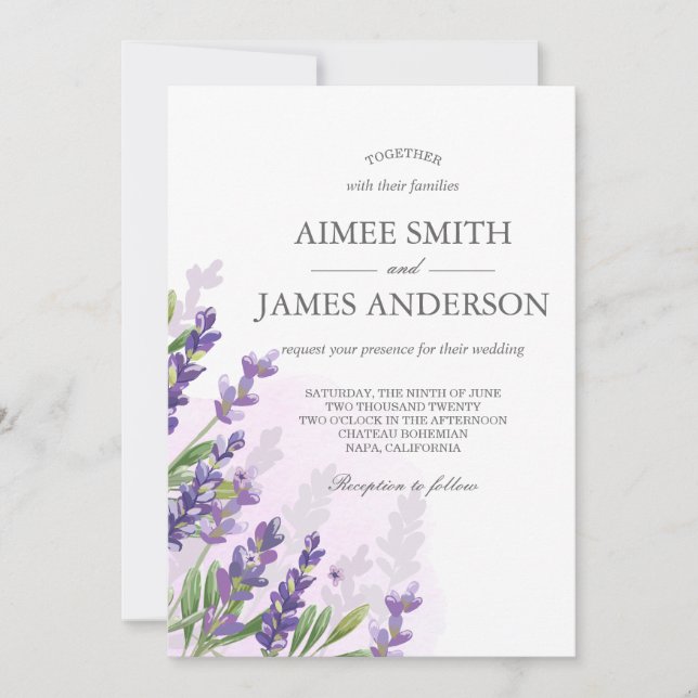 Convites Lavanda Invitation Rustic Elegant Floral (Frente)