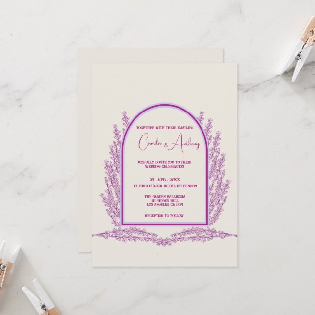 Convites Lavanda Ivory Floral Boho Wedding (Frente/Verso In Situ)