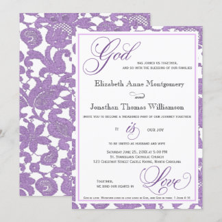 Convites Lavanda Lace Deus é Amor Casamento Cristão