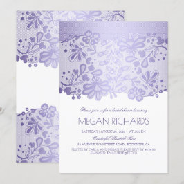 Convites Lavanda Lace Elegante Chá de panela Branco da Vint