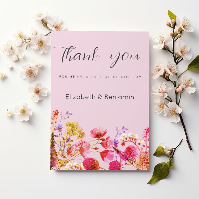 Convites Lavanda Laranja Rosa Amarelo Floral Obrigado  (Lavender Orange Pink Yellow Floral Thank You )