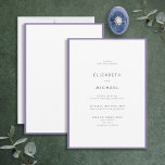 Convites Lavanda Lilac Elegante e Casamento com Tipografia<br><div class="desc">Um belo convite de casamento de tipografia para um verão ou casamento outono! Esta bela e elegante design apresenta uma lavanda lilás em torno de um convite branco, com a tipografia moderna em branco suave. Uma design simples e minimalista. Muito obrigado por apoiar a nossa pequena empresa, que apreciamos muito!...</div>