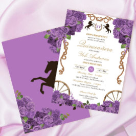 Convites Lavanda Lilac Rosas Western Charra Quinceañera