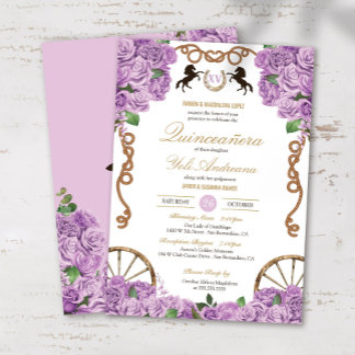 Convites Lavanda Lilac Rosas Western Charro Quinceanera