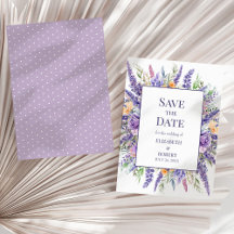 Lavanda Lilac Watercolor Wildflower Save Date