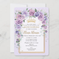 Lavanda Lilás Chic Roxo Quinceañera Dourada Floral
